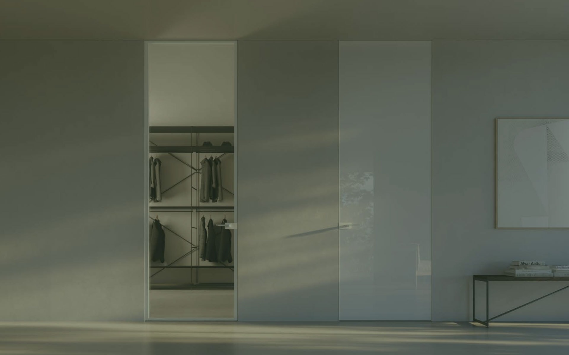 Aluminium internal doors used as room dividers