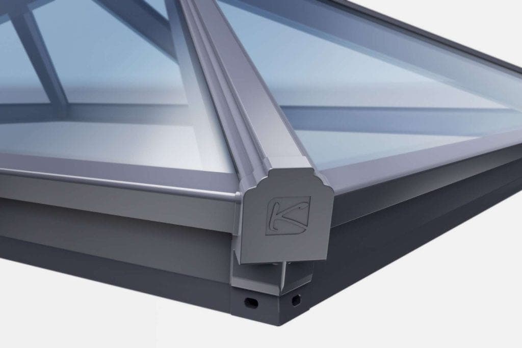 Korniche roof lantern flooding a wide kitchen extension with natural daylight