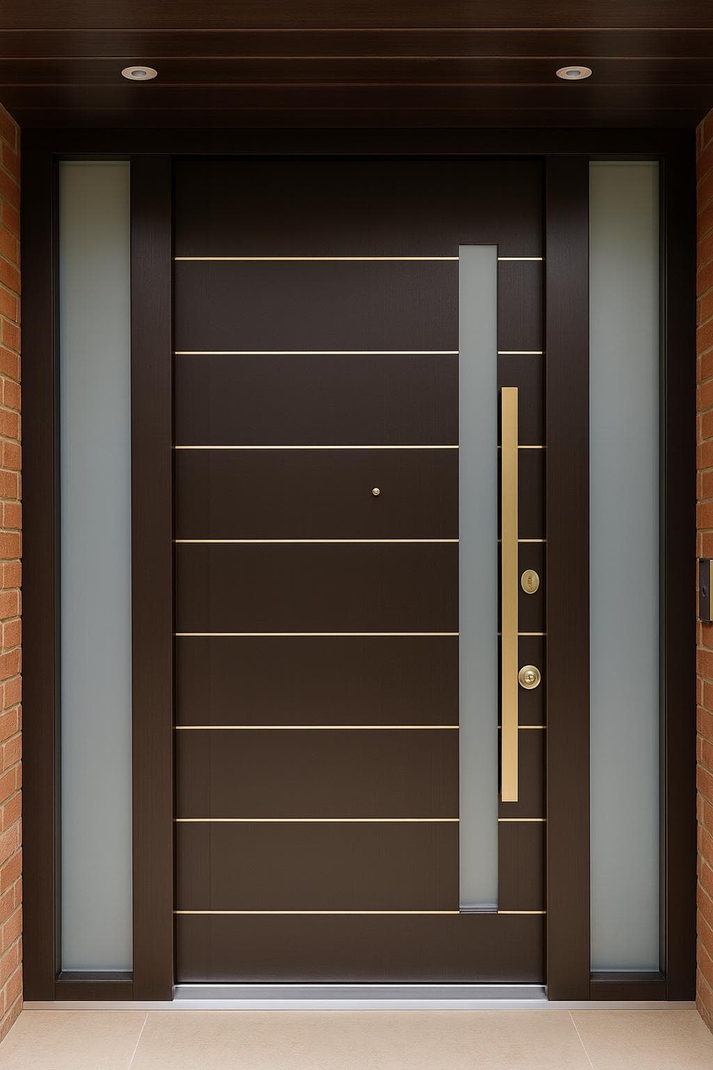 SteelR espresso contemporary steel door with gold inlay detail
