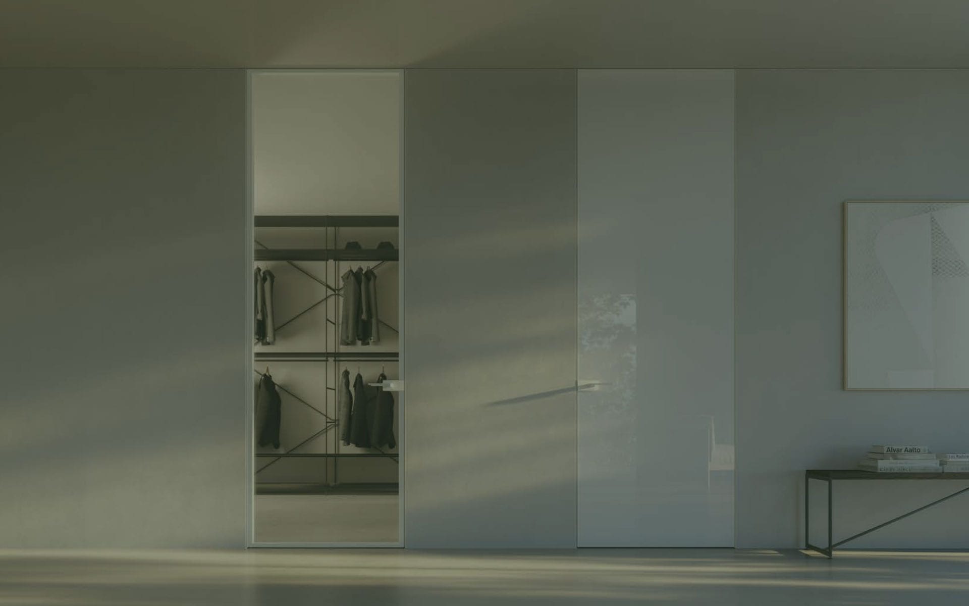 Aluminium internal doors used as room dividers