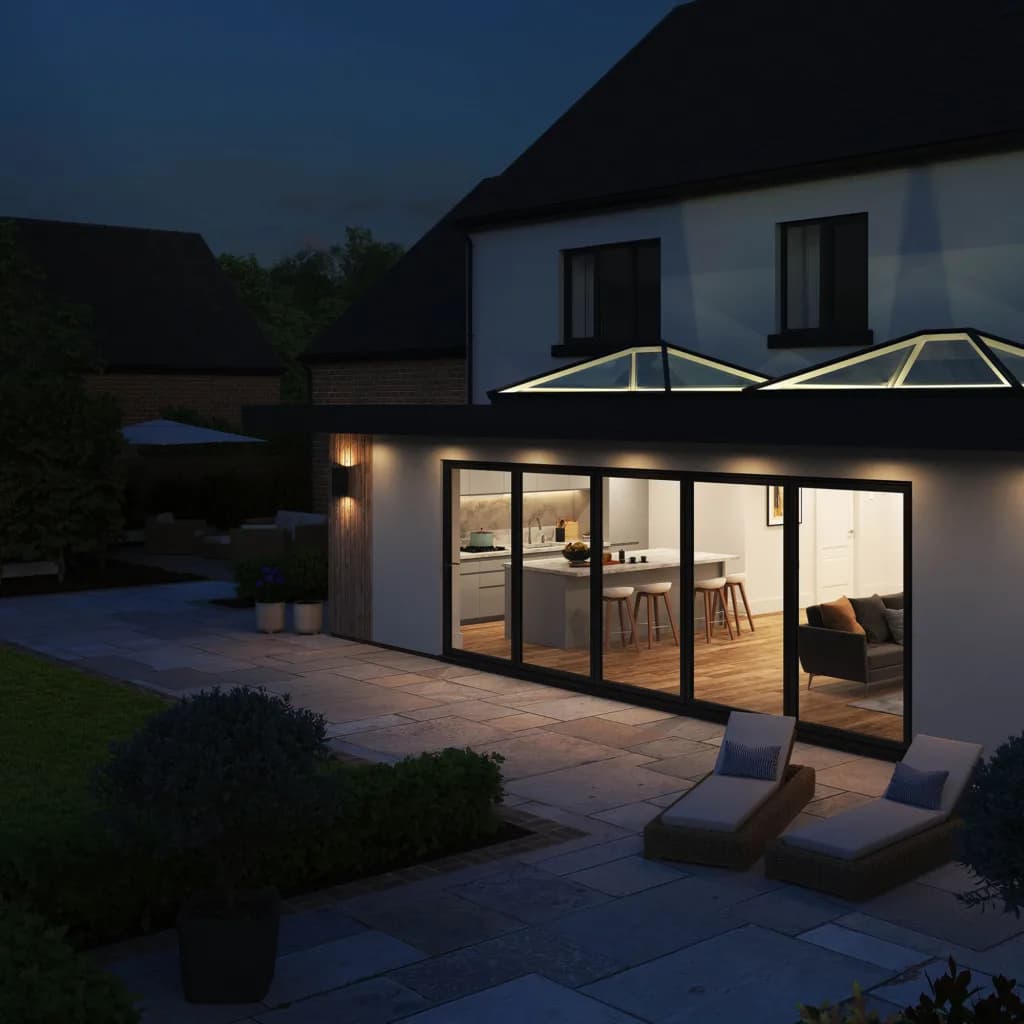 Modern aluminium sliding doors interior