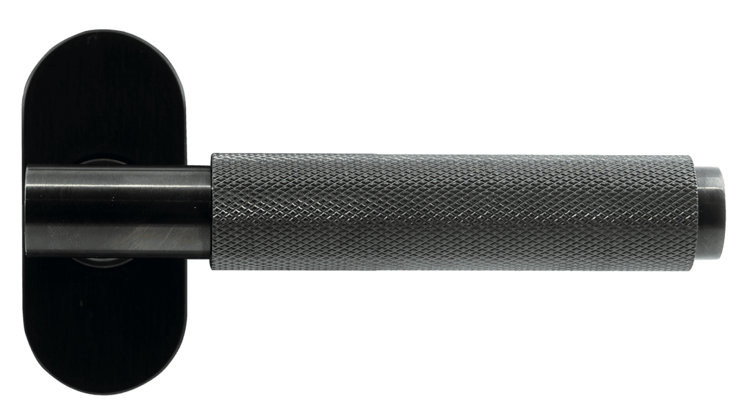 Origin Signature Knurled External Door handle in Brushed Black finish