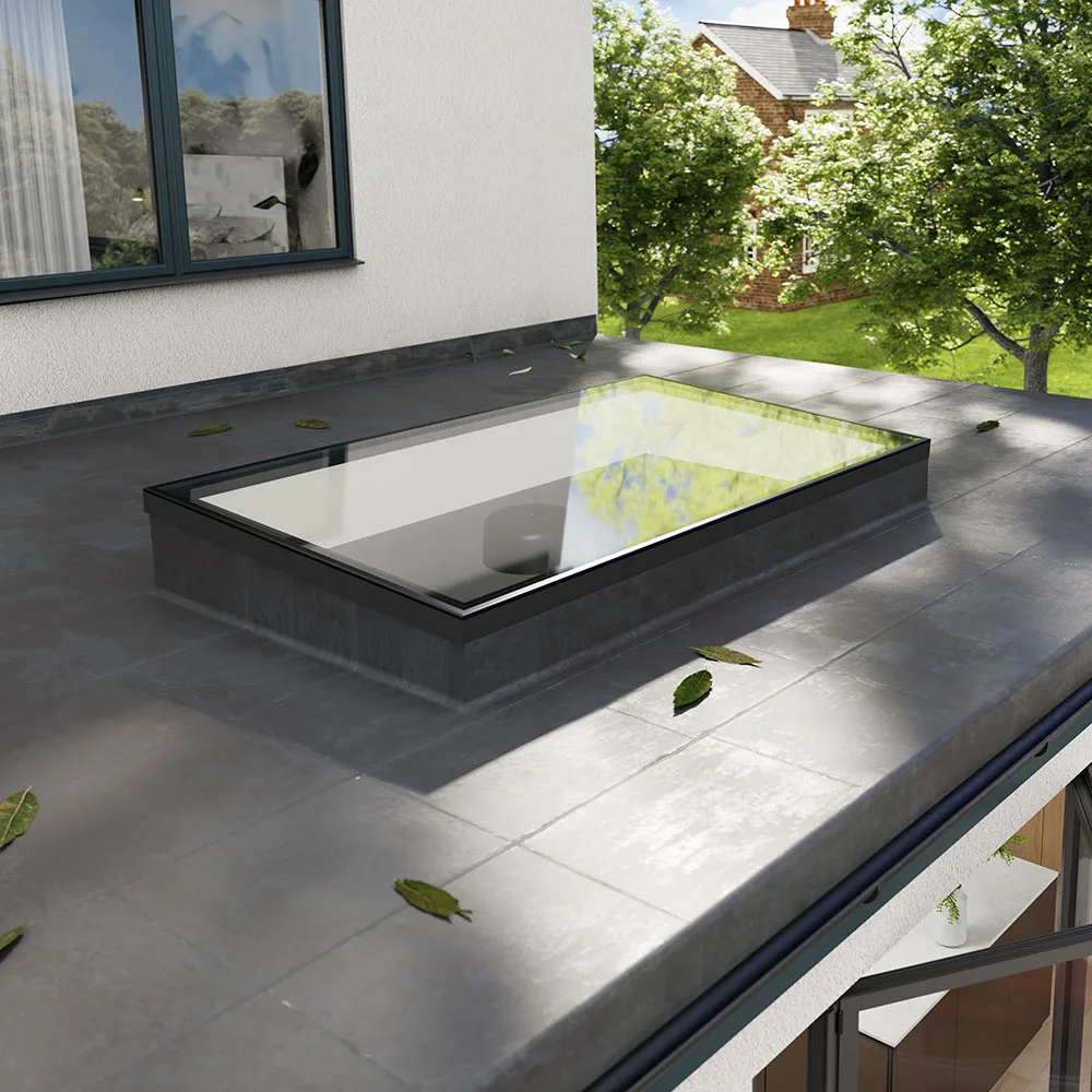 Korniche flat glass skylight exterior